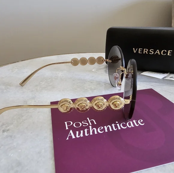 NWT-Versace Greca Coin Medusa Sunglasses - Picture 7 of 11